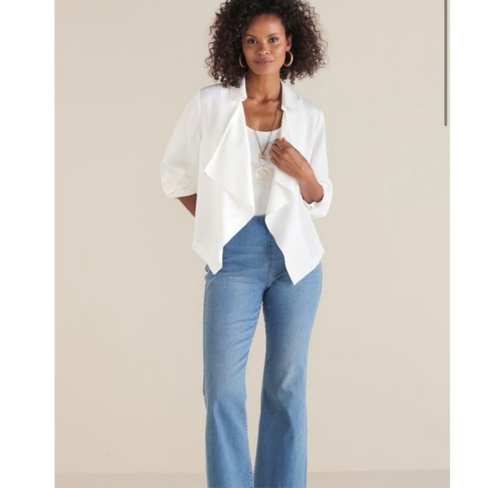 Soft Surroundings Women’s Pull On Stretch‎ Denim Jeans Wide Leg